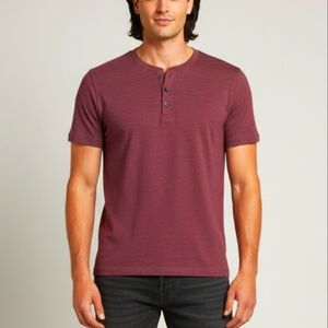 Apt 9 Mens Maroon Premier Flex Front Button Tee, M